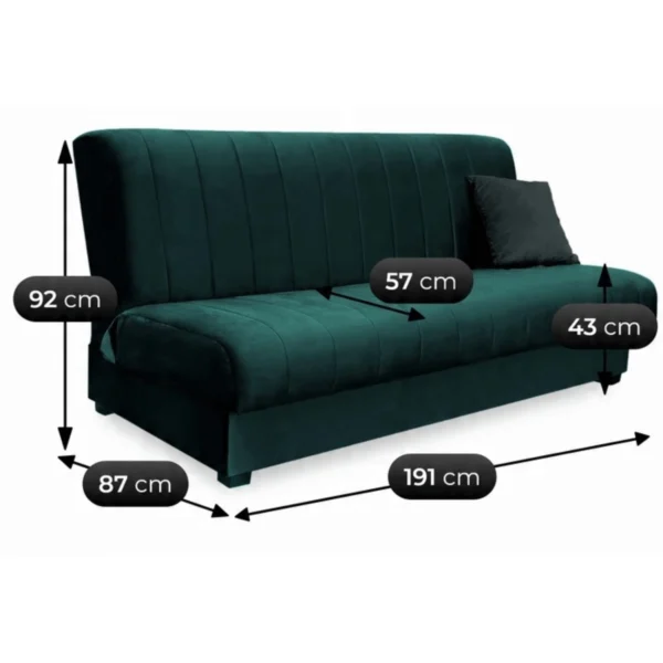 product-3399-5 Canapea pliabilă SIGMA Velur verde — Canapele și sofale