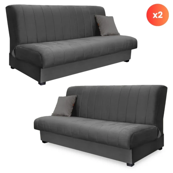 product-3404-0 Set de 2x canapea extensibilă SIGMA Grey — Canapele și sofale