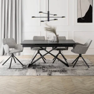 Masă VICTOR din ceramică, extensibilă, 160-240 cm, marmură neagră/negru — Mese