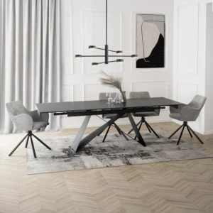 Masă VICTOR din ceramică, extensibilă, 160-240 cm, marmură neagră/negru — Mese