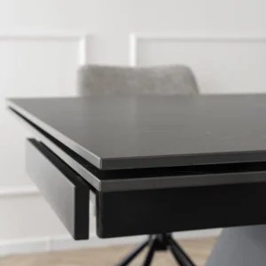 Masă VICTOR din ceramică, extensibilă, 160-240 cm, marmură neagră/negru — Mese