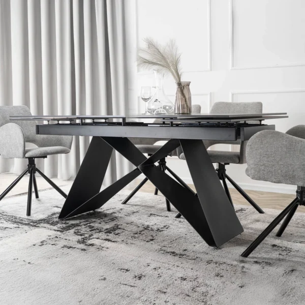 Masă VICTOR din ceramică, extensibilă, 160-240 cm, marmură neagră/negru — Mese