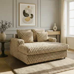 Scaun reclinabil din pluș bej KOBEL