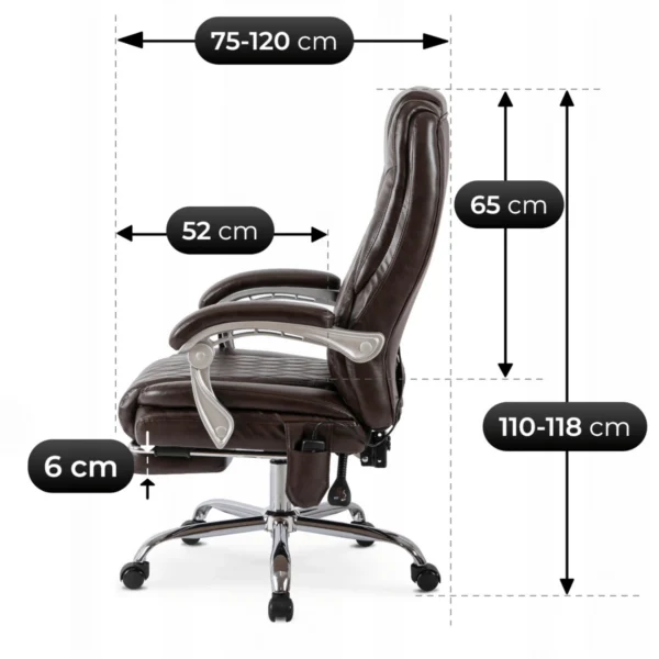 Scaun de masaj pivotant GIORGIO cu funcție de încălzire, maro