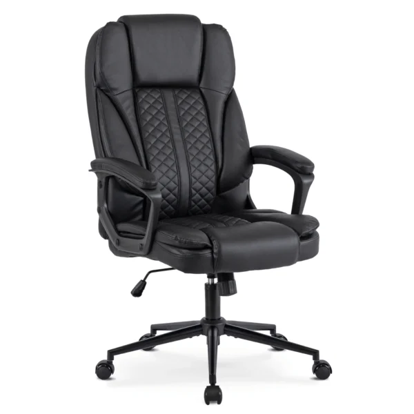 product-3419-0 Fotoliu pivotant PHONIX Piele ecologică neagră — MOBILA