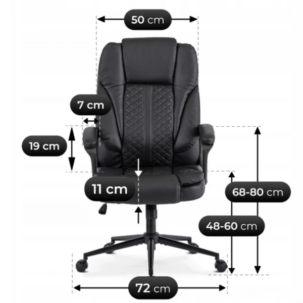product-3419-8 Fotoliu pivotant PHONIX Piele ecologică neagră — MOBILA