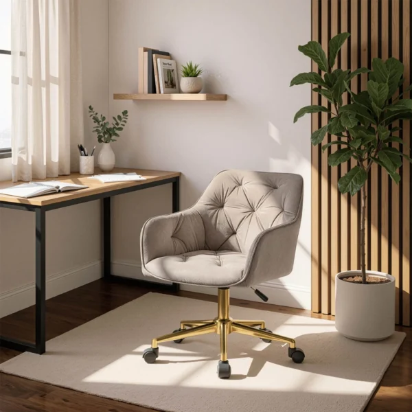 product-3420-0-1 Scaun pivotant KONOR din velur bej