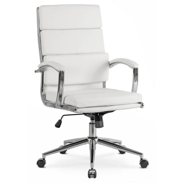 Scaun pivotant CAMILO, piele ecologică albă