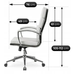 Scaun pivotant CAMILO, piele ecologică albă