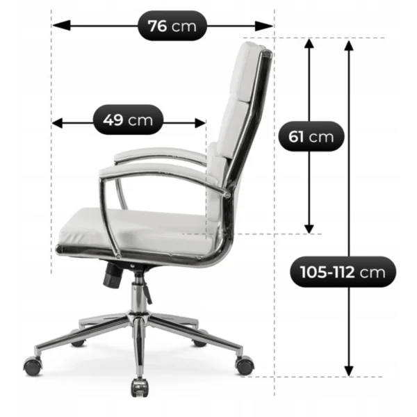Scaun pivotant CAMILO, piele ecologică albă