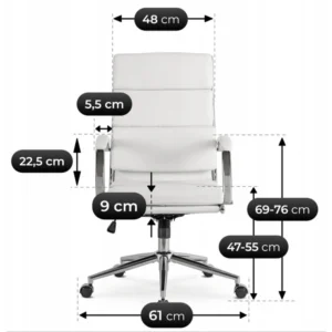 Scaun pivotant CAMILO, piele ecologică albă