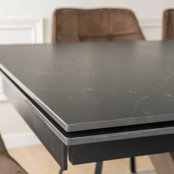 Masă extensibilă din ceramică REX 2 180-240 cm Marmură neagră/Nuc