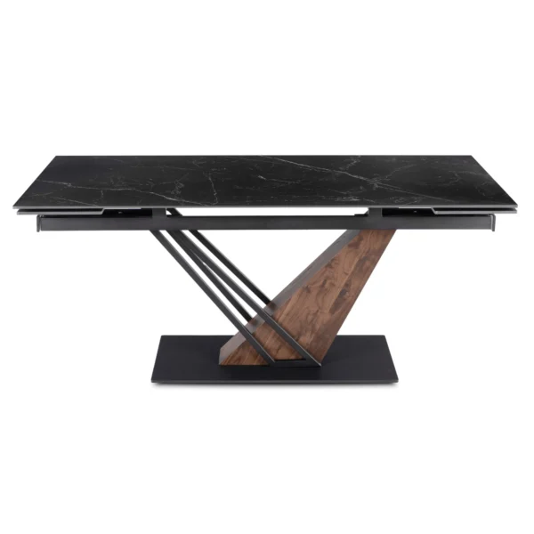 Masă extensibilă din ceramică REX 2 180-240 cm Marmură neagră/Nuc