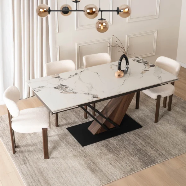 product-3437-0-1 REX 2 Ceramic Folding Table 180-240 cm White Marble/Oak — Mese
