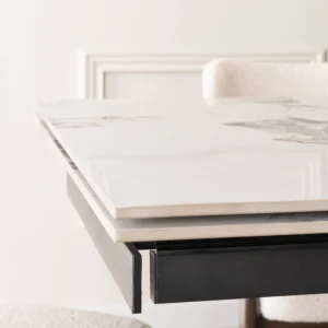 product-3437-3 REX 2 Ceramic Folding Table 180-240 cm White Marble/Oak — Mese