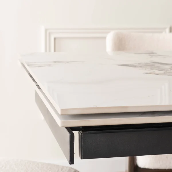 product-3437-3 REX 2 Ceramic Folding Table 180-240 cm White Marble/Oak — Mese