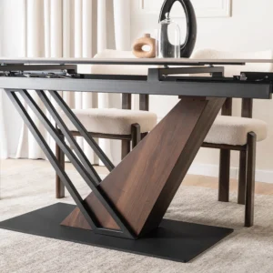 product-3437-4 REX 2 Ceramic Folding Table 180-240 cm White Marble/Oak — Mese