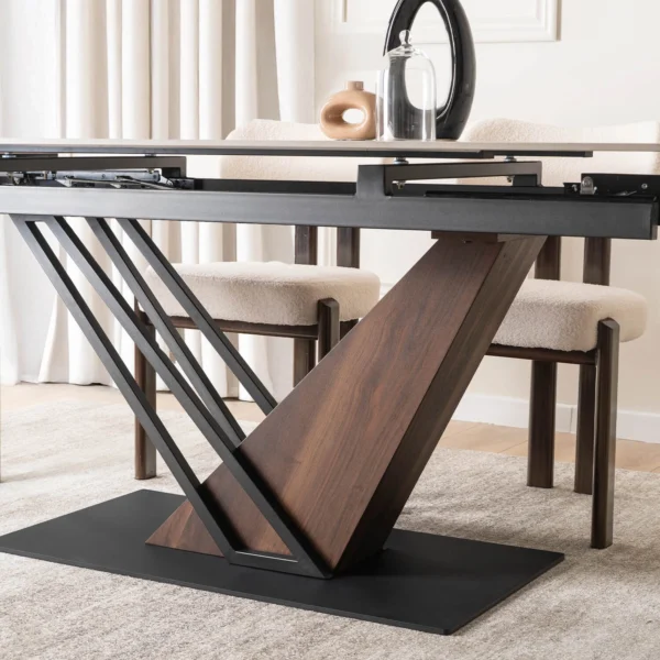 product-3437-4 REX 2 Ceramic Folding Table 180-240 cm White Marble/Oak — Mese