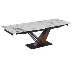 product-3437-5 REX 2 Ceramic Folding Table 180-240 cm White Marble/Oak — Mese