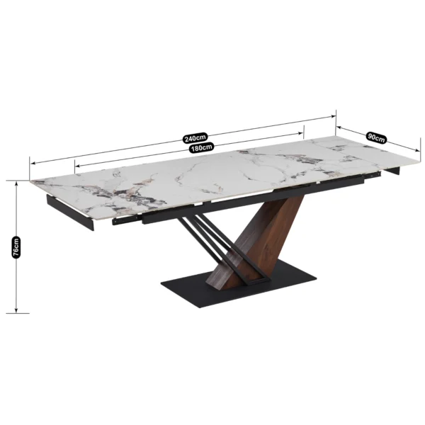 product-3437-6 REX 2 Ceramic Folding Table 180-240 cm White Marble/Oak — Mese