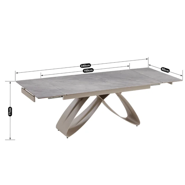 product-3438-6 Masa LUIGI din ceramică, extensibilă, 160-240 cm, gri marmură/cașmir — Mese