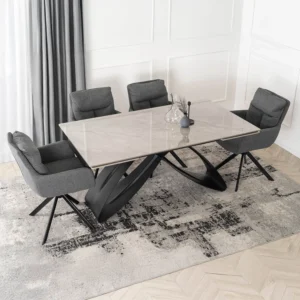 product-3439-0-1 Masă LUIGI din ceramică, extensibilă, 160-240 cm, marmură gri/negru — Mese