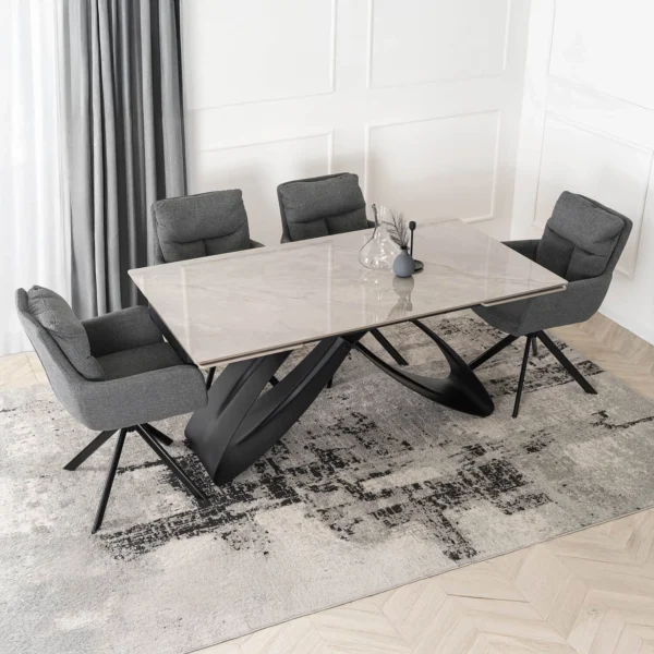 product-3439-0-1 Masă LUIGI din ceramică, extensibilă, 160-240 cm, marmură gri/negru — Mese