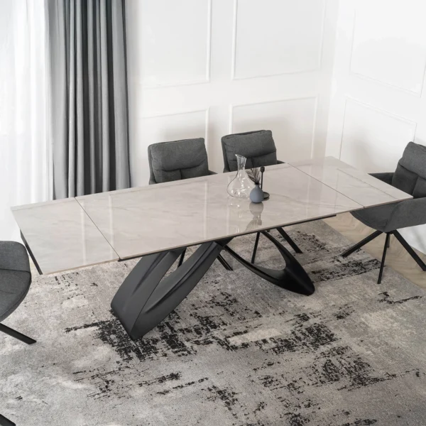 product-3439-1 Masă LUIGI din ceramică, extensibilă, 160-240 cm, marmură gri/negru — Mese