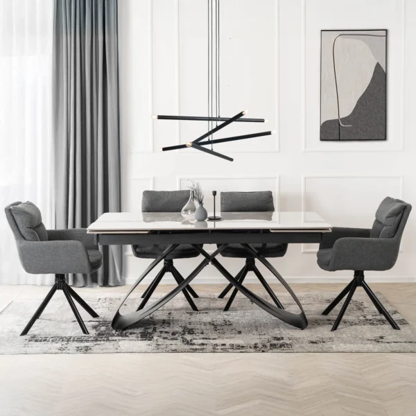 product-3439-2 Masă LUIGI din ceramică, extensibilă, 160-240 cm, marmură gri/negru — Mese