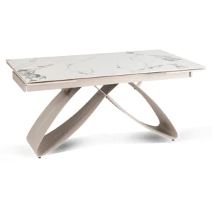 LUIGI Masă extensibilă din ceramică 160-240 cm Marmură albă/Cașmir