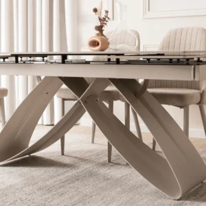 LUIGI Masă extensibilă din ceramică 160-240 cm Marmură albă/Cașmir