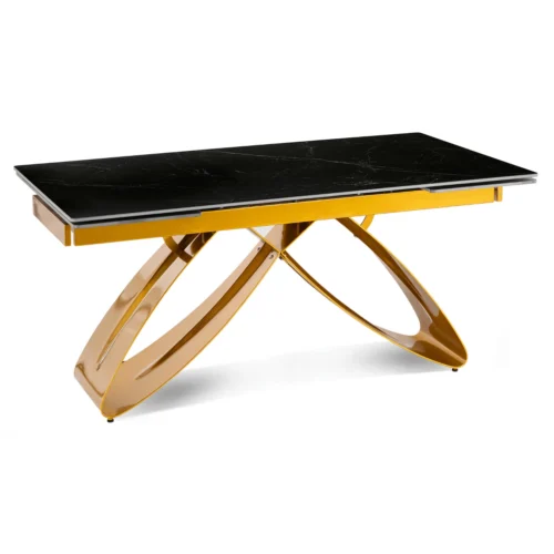 LUIGI Masă extensibilă din ceramică 160-240 cm Marmură neagră/Auriu