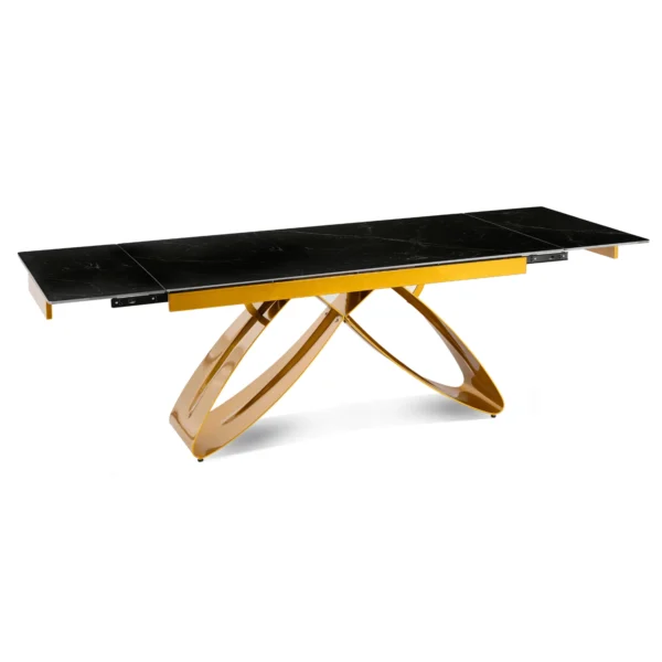 LUIGI Masă extensibilă din ceramică 160-240 cm Marmură neagră/Auriu