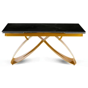 LUIGI Masă extensibilă din ceramică 160-240 cm Marmură neagră/Auriu