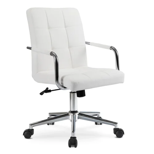 Scaun pivotant pentru tineri ASTRO, piele ecologică albă