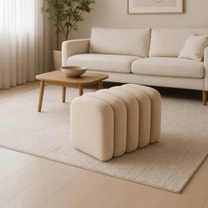 Pouf tapițat Carbone Bej — MOBILA