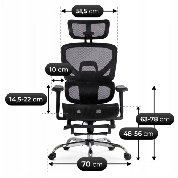 product-3452-7 KAIR Fotoliu pivotant ergonomic negru — MOBILA