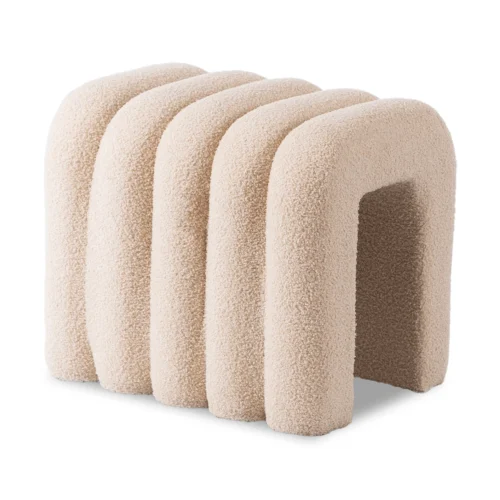 Pouf tapițat PIKSEL Bej — MOBILA