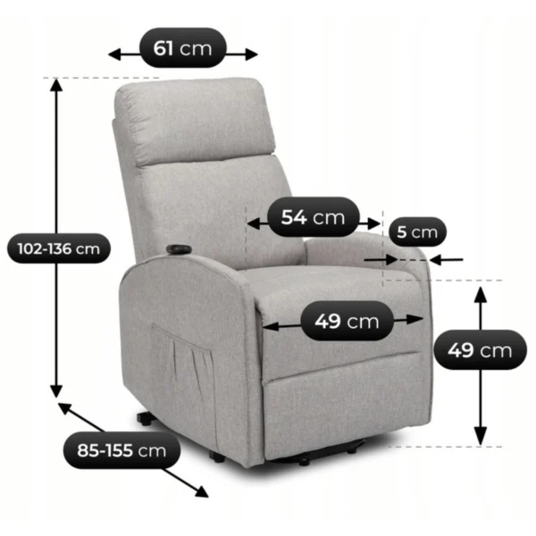 product-3463-13 Fotoliu COLTON cu rabatare electrică și funcție de ridicare, gri — Fotolii de relaxare