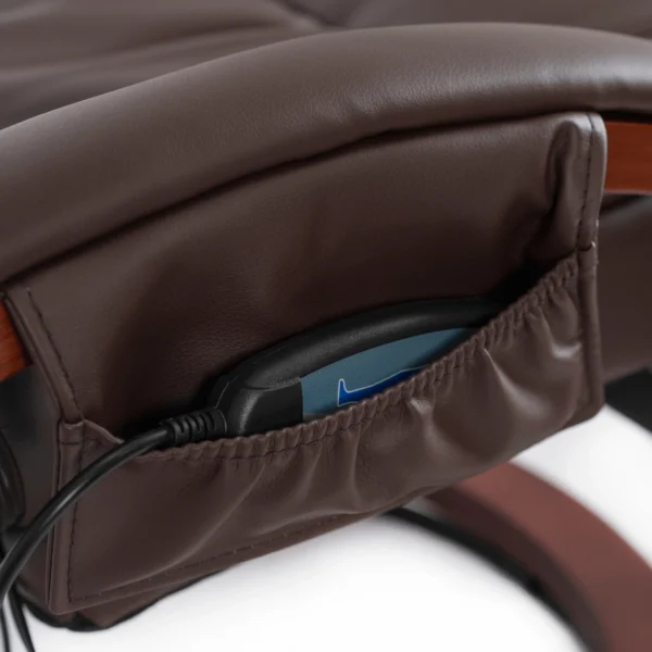 Scaun de masaj încălzit CANO cu suport pentru picioare, piele ecologică maro