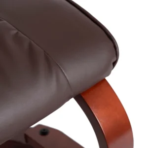 Scaun de masaj încălzit CANO cu suport pentru picioare, piele ecologică maro