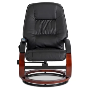 Scaun de masaj încălzit CANO cu suport pentru picioare, piele ecologică neagră