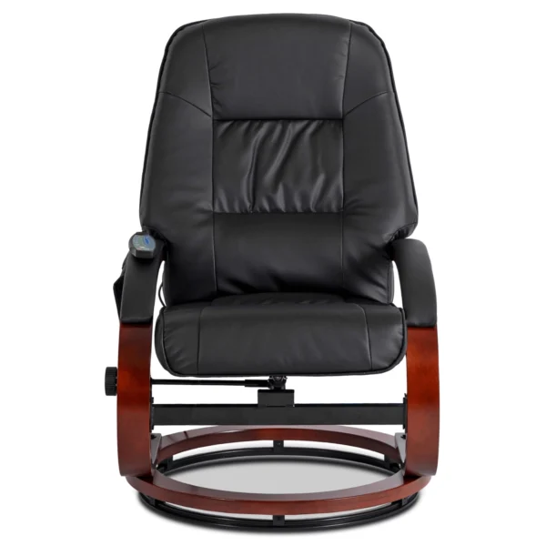 Scaun de masaj încălzit CANO cu suport pentru picioare, piele ecologică neagră