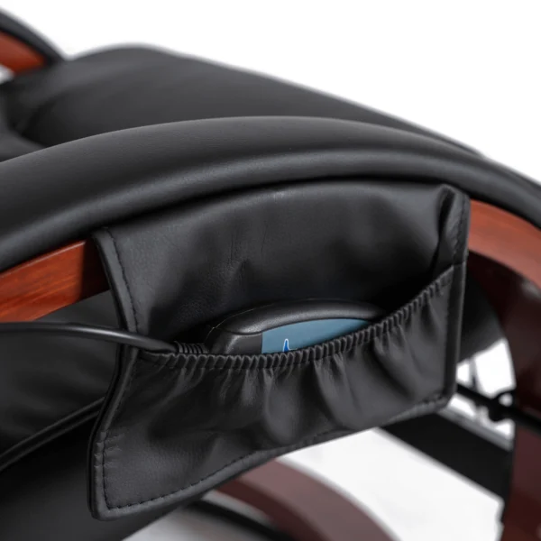 Scaun de masaj încălzit CANO cu suport pentru picioare, piele ecologică neagră