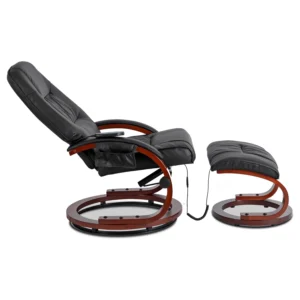 Scaun de masaj încălzit CANO cu suport pentru picioare, piele ecologică neagră