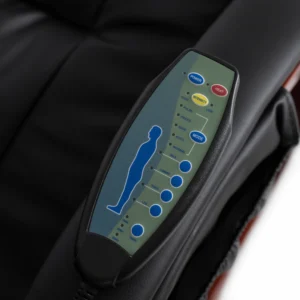 Scaun de masaj încălzit CANO cu suport pentru picioare, piele ecologică neagră