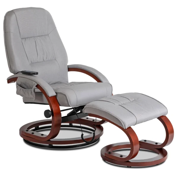 Scaun de masaj încălzit CANO cu suport pentru picioare, țesătură gri