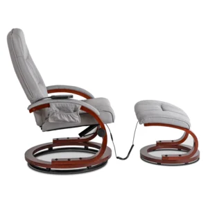 Scaun de masaj încălzit CANO cu suport pentru picioare, țesătură gri