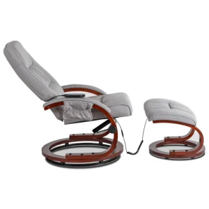 Scaun de masaj încălzit CANO cu suport pentru picioare, țesătură gri