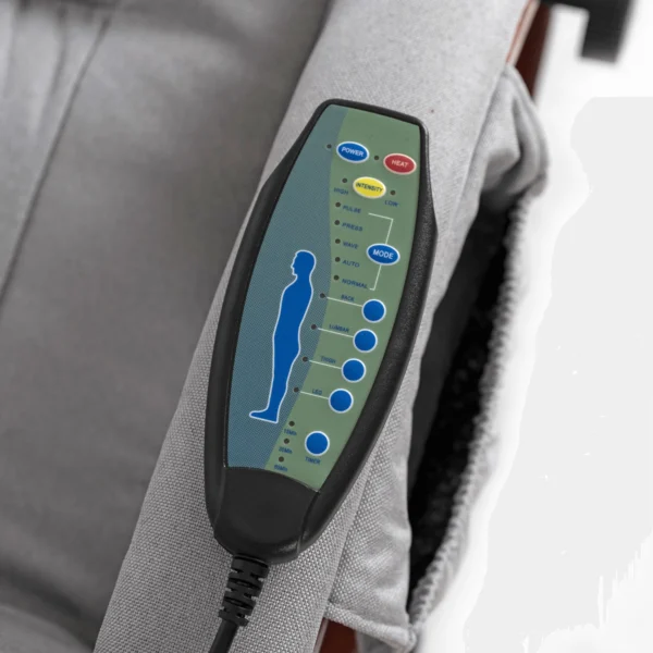 Scaun de masaj încălzit CANO cu suport pentru picioare, țesătură gri